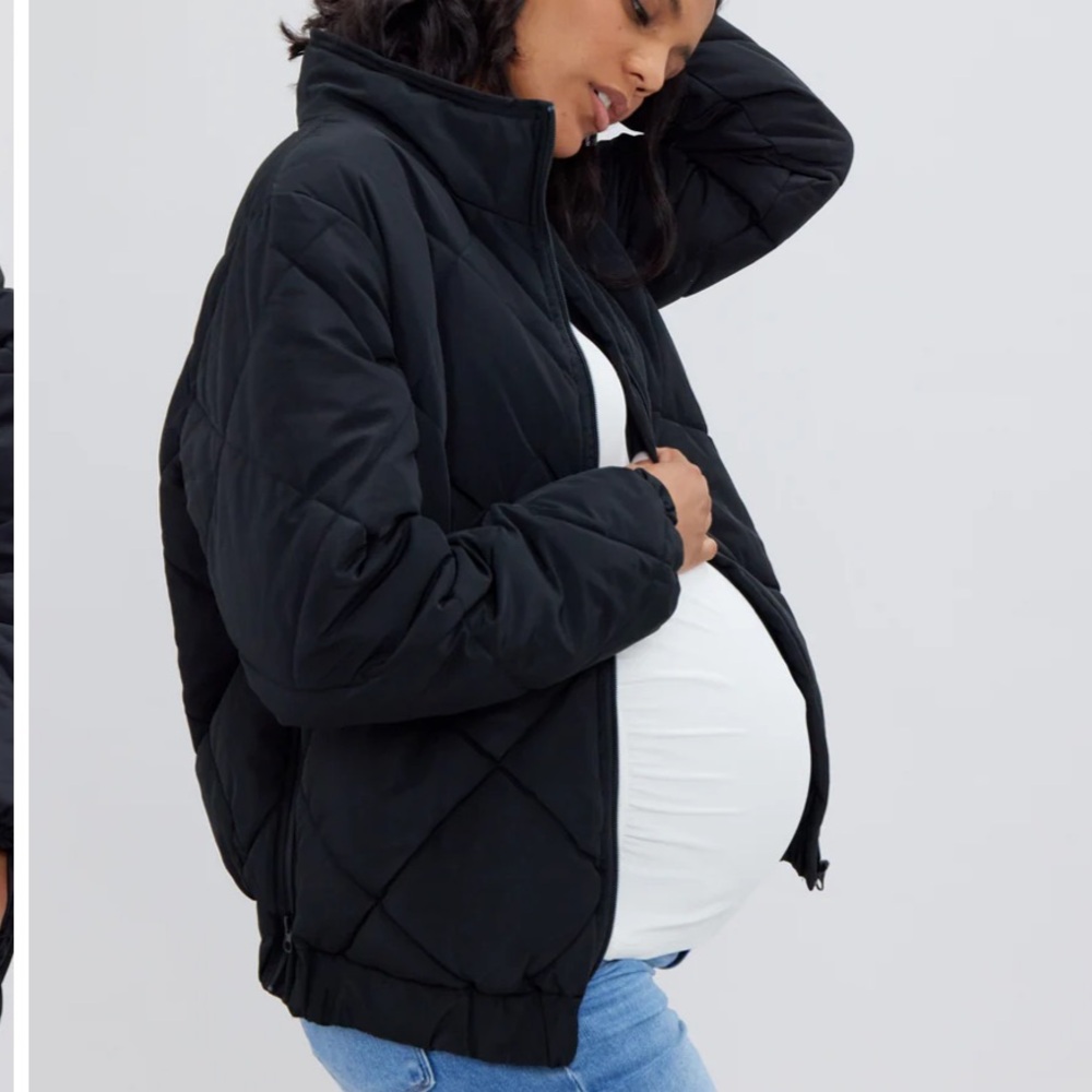 Women's Maternity Black Quilted Jacket